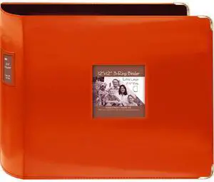 Pioneer crapbook Jumbo Binder 12x12" 3 D-Ring 2.5" Sewn Leatherette Frame,Orange