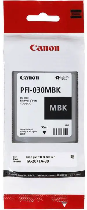 Canon PFI-030MBK 55 ml Matte Black Ink Tank for ImagePROGRAF TA-20, TA-30