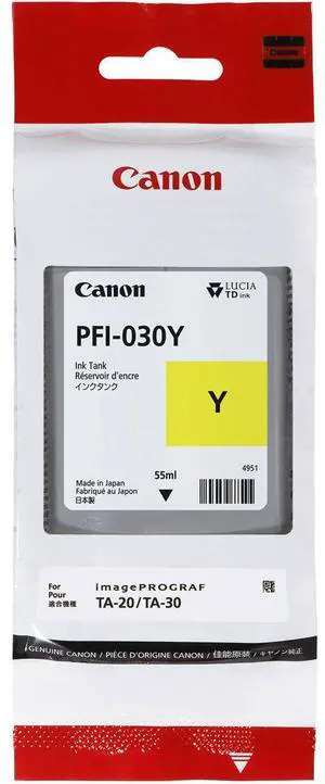 Canon PFI-030 Pigment Yellow Ink Tank, 55ml #3492C001AA
