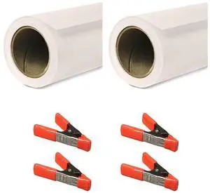 Savage 53"x18' Widetone Seamless Background Paper, Bone, 2-Pack, Bundle with 4x 1-1/4x1" Steel Spring Clamp, Orange