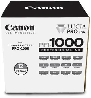 Canon PFI-1000 12 Ink LUCIA PRO Pack for imagePROGRAF PRO-1000 #0545C006
