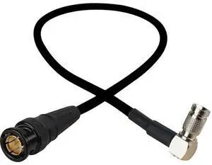 Laird 1' 3G SDI Right Angle DIN 1.0/2.3 to BNC Adapter Cable, Black #RD1-DINAB-1