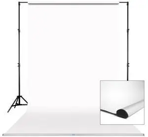 Savage 86" Background Leader Bar with 86"x36' Super White Seamless Paper Backdrop