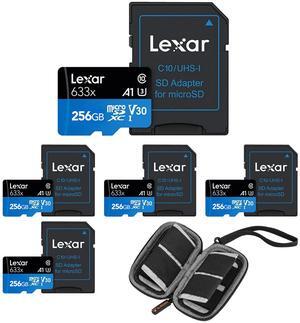 Lexar BLUE 256GB UHS-I microSDHC Memory Card w/SD Adapter, 5-PACK + Card Wallet