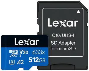 Lexar High-Performance 633x 512GB microSDXC Flash Card Model LSDMI512BBNL633A
