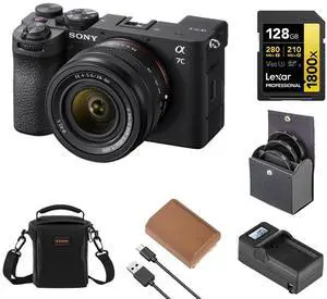 Sony Alpha a7C II Mirrorless Camera with FE 28-60mm f/4-5.6 Lens, Black, Bundle with NP-FZ100 Battery, 128GB Memory Card and 40.5mm Filter Kit