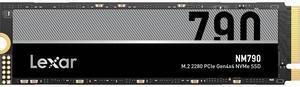 Lexar 4TB NM790 SSD PCIe Gen4 NVMe M.2 2280 Internal Solid State Drive, Up to 7400/6500 MB/s Read/Write, Compatible with PS5, for Gamers and Creators, Black (LNM790X004T-RNNNU)