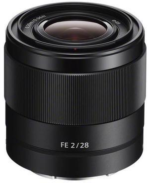 Sony FE 28mm f/2 Lens, Black, Bundle with 49mm Filter Kit and 15x15" Lens Wrap