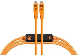 Tether Tools TetherPro Optima 10G 15' USB-C Straight to USB-C Straight Cable, Orange