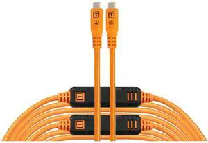 Tether Tools TetherPro Optima 10G 31' USB-C Straight to USB-C Straight Cable, Orange