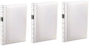Pioneer Photo Album Bi-Directional Spiral Bound Photo Album, Le Memo Pocket Photo Album, Solid Color Covers with Gold Trim, Holds 900 4x6" Photos, 3 Per Page, Color: Bright White. (3 Albums)