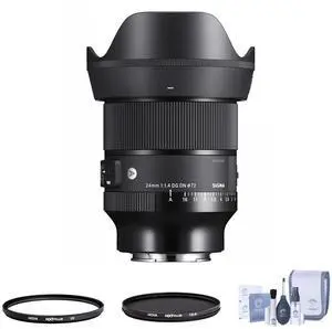 Sigma 24mm f/1.4 DG DN Art Lens for Sony E, Bundle with Tiffen 72mm UV and CPL Filters