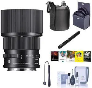 Sigma 90mm f/2.8 DG DN Contemporary Lens for L Mount, Bundle with Corel PC Software Kit, Filter Kit, Lens Cleaner, Cleaning Kit, Lens Cap Tether, Pouch