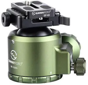 SunwayFoto XB-52EG XB Series Low-Profile Ball Head with SDC-50 Duo-Lever Clamp, OD Green