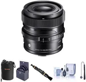 Sigma 50mm f/2.0 DG DN Contemporary Lens for L Mount Bundle with 58mm Filter Kit, Lens Pouch, Lens Cleaner, Cleaning Kit, Lens Cap Tether
