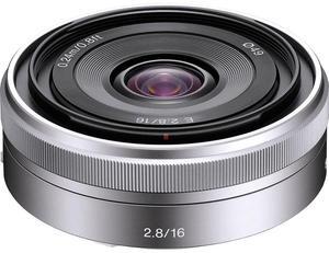 Sony E 16mm f/2.8 Lens, Black, Bundle with 49mm Filter Kit and 15x15" Lens Wrap