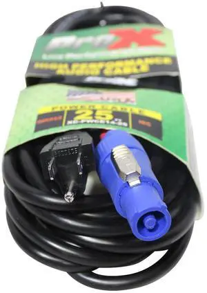 ProX XC-PWCE14-25 25' 14 AWG NEMA 5-15 Edison to PowerCon Blue Male High Performance Power Cord