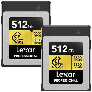 Lexar GOLD Series Professional 512GB CFexpress 4.0 Type-B Memory Card, 2-Pack