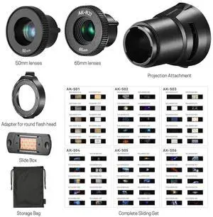 Flashpoint AK-R21 Projection Attachment Kit, Bundle with AK-S Slide Set and 50mm Attachment Lens