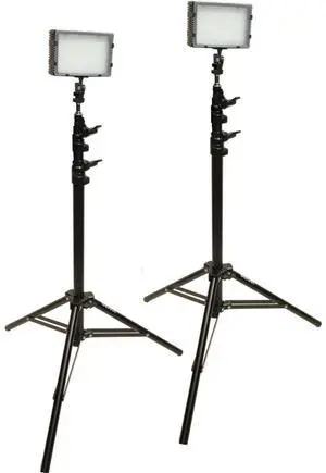 Bescor Field Pro FP-180K Bi-Colored Dual LED Studio Lighting Kit, Includes 2x FP-180 Bi-Color LED Light, 2x LS-180 Light Stand, 2x AC-12V2 Power Supply