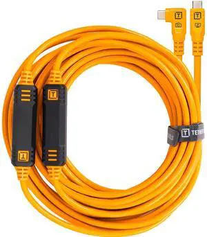 Tether Tools Tether Tools TetherPro 31' USB-C Straight to Right-Angled Cable, High-Visibility Orange