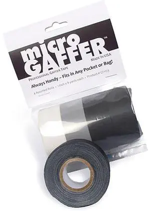 Adorama microGAFFER Tape 8 Yards x 1" - Pack of 4 Rolls, Classic Colors: White, Grey & Black
