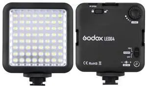 Godox LED64 Portable & Dimmable Continuous On Camera LED Panel Video Light for DSLR Cameras & Camcorders, 5500K-6500K Color Temperature