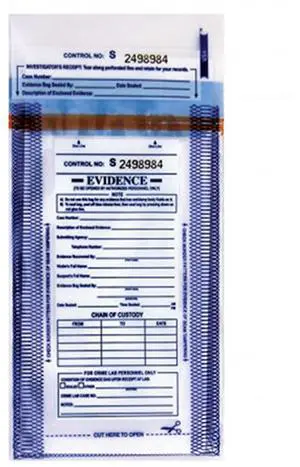 Tri-Tech Forensics 5x8" Evidence Collection Security Bag, Small, Pack of 100