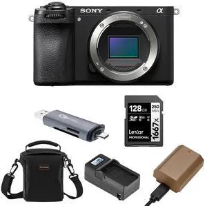 Sony Sony Alpha a6700 Mirrorless Camera Body Bundle with Shoulder Bag, 128GB SD Card, Card Reader, Extra Battery, Charger
