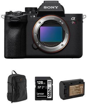 Sony Sony Alpha a7R V Full Frame Mirrorless Digital Camera - Bundle with 128GB SD Card, Shoulder Bag, 2x Extra Battery, Charger, Screen Protector, Cleaning Kit