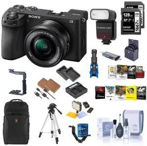 Sony Alpha a6700 Camera w/E PZ 16-50mm f/3.5-5.6 OSS Lens & Zoom-Mini R2 Flash