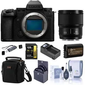 Panasonic LUMIX S5IIX Mirrorless Camera with LUMIX S 85mm f/1.8 Lens, Bundle with 128GB Memory Card, Extra Battery with Charger, Alpine 120 Bag, 67mm Filter Kit