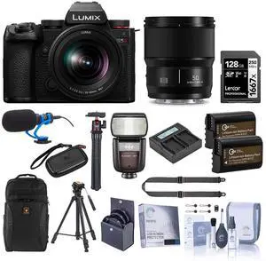 Panasonic LUMIX S5II Camera w/20-60mm f/3.5-5.6 & 50mm f/1.8 Lens, Accessory Kit