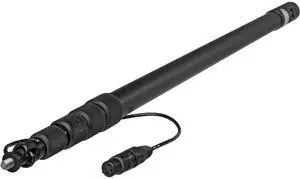 K-Tek 2' 7" to 9' 2" 5-Section Aluminum Avalon Series Boom Pole with Coiled Cable, Right Angle Fem and Male XLR, Side Exit