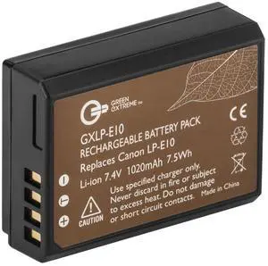 Green Extreme Green Extreme LP-E10 Lithium-Ion Battery Pack     (7.4V 950mAh) For Canon EOS Rebel T3, T5, T6, T7, Kiss X50, Kiss X70, EOS 1100D, EOS 1200D, EOS     1300D, EOS 2000D Digital Camera