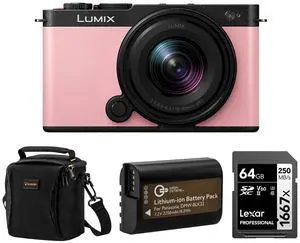 Panasonic LUMIX S9 Mirrorless Camera with LUMIX S 18-40mm f/4.5-6.3 Lens, Pink, Bundle with Professional 1667x 64GB UHS-II SDXC Memory Card, Alpine 120 Shoulder Bag, DMW-BLK22 Lithium-Ion Battery