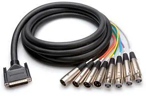 Hosa Technology AES/EBU Snake DB25 to 4x XLR3M and 4x XLR3F Cable, 16.4'/5m