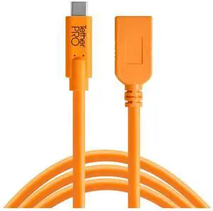 Tether Tools TetherPro USB-C to USB-A Female Adapter Extender, 15', Orange