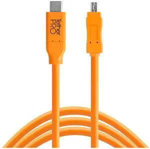 Tether Tools TetherPro USB-C to 2.0 Mini-B 8-Pin Cable, 15', Orange #CUC2615-ORG