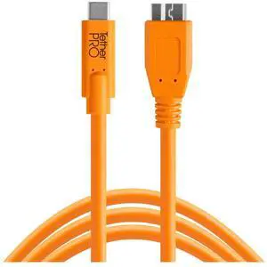 Tether Tools TetherPro USB-C to 3.0 Micro-B Cable, 15', Orange #CUC3315-ORG