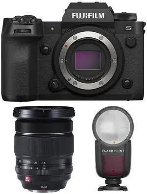 Fujifilm X-H2S Camera w/XF 16-55mm f/2.8 R LM WR Lens, w/External Flash Kit