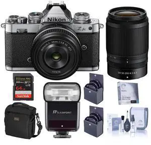Nikon Z fc DX Camera, Silver, w/28mm f/2.8 SE & 50-250mm Lens, w/Accessory Kit