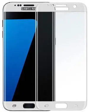 BlooPro Clear Premium Tempered Glass Screen Protector with White Rim for Samsung Galaxy S7 Edge Smartphone