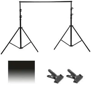 Flotone 31x43" Graduated Background,Gray/White with Support System,2x Clip Clamp