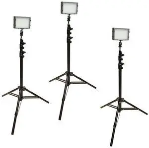 Bescor Field Pro FP-180 Bi-Color LED 3-Light Kit, Includes 3x 74" Air-Cushioned Light Stand, 3x AC Power Supply