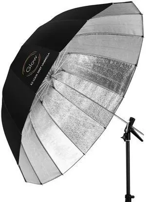 Glow Easy Lock Large Deep Beaded Silver Fiberglass Umbrella (51") #GL-EL-51S