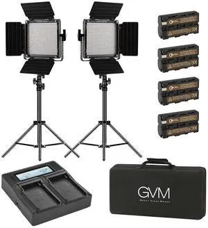 GVM 560AS 30W Bi-Color Soft LED Panel 2-Light Kit w/Charger, 4x NP-F550 Battery