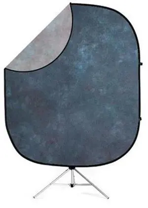 Savage 5x6' Collapsible Disc Reversible Muslin Style Background with 8' Aluminum Stand, Indigo Nights