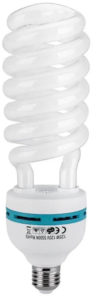 Flashpoint 125W 5500K Spiral CFL Fluorescent Light Bulb, Equivalent Output of 600 Watts