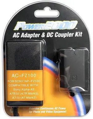 Power2000 AC-FZ100 AC Adapter & DC Coupler for Sony Alpha A9, A7RIII and A7III